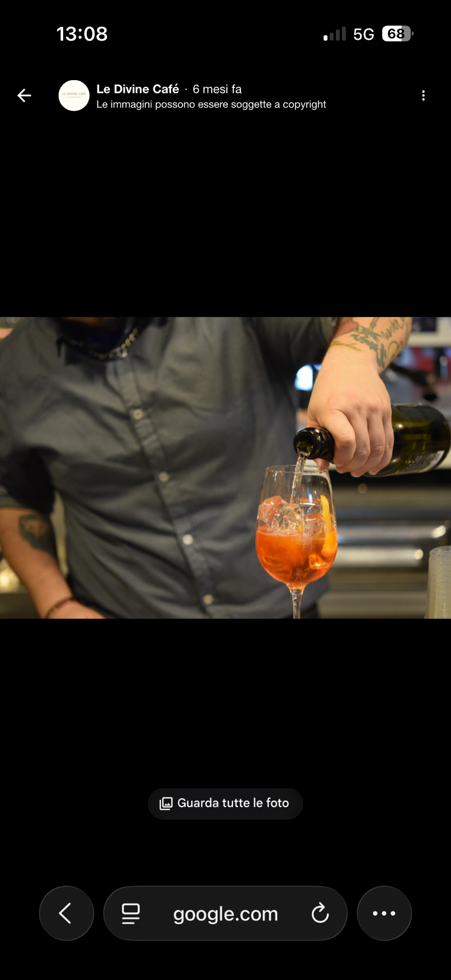 Spritz preparato al bancone